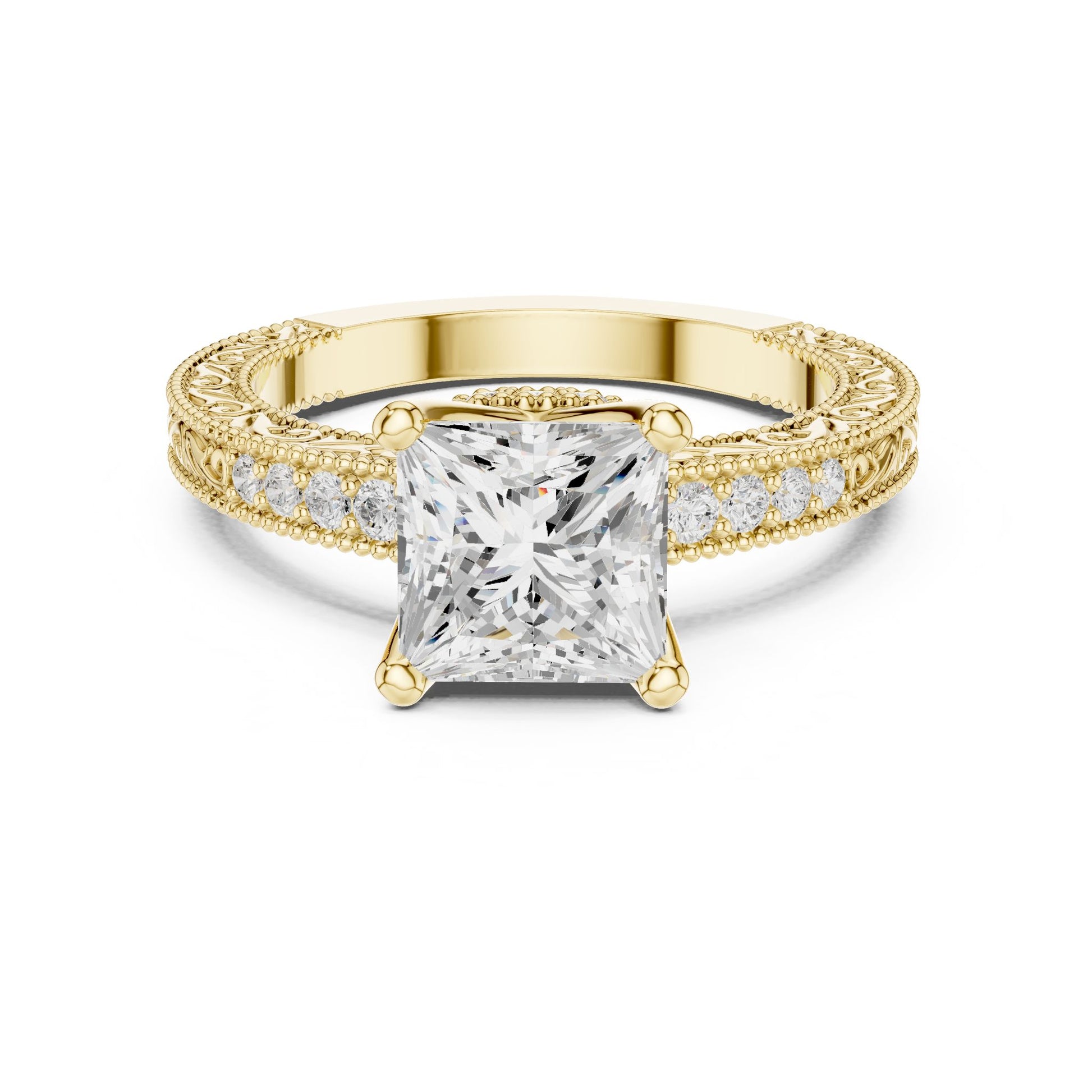 Princess Lab Grown Diamond Vintage Engagement Ring
