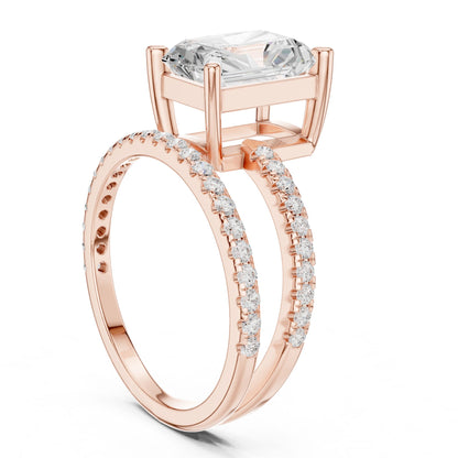 Radiant Lab Grown Diamond Cathedral Engagement Ring