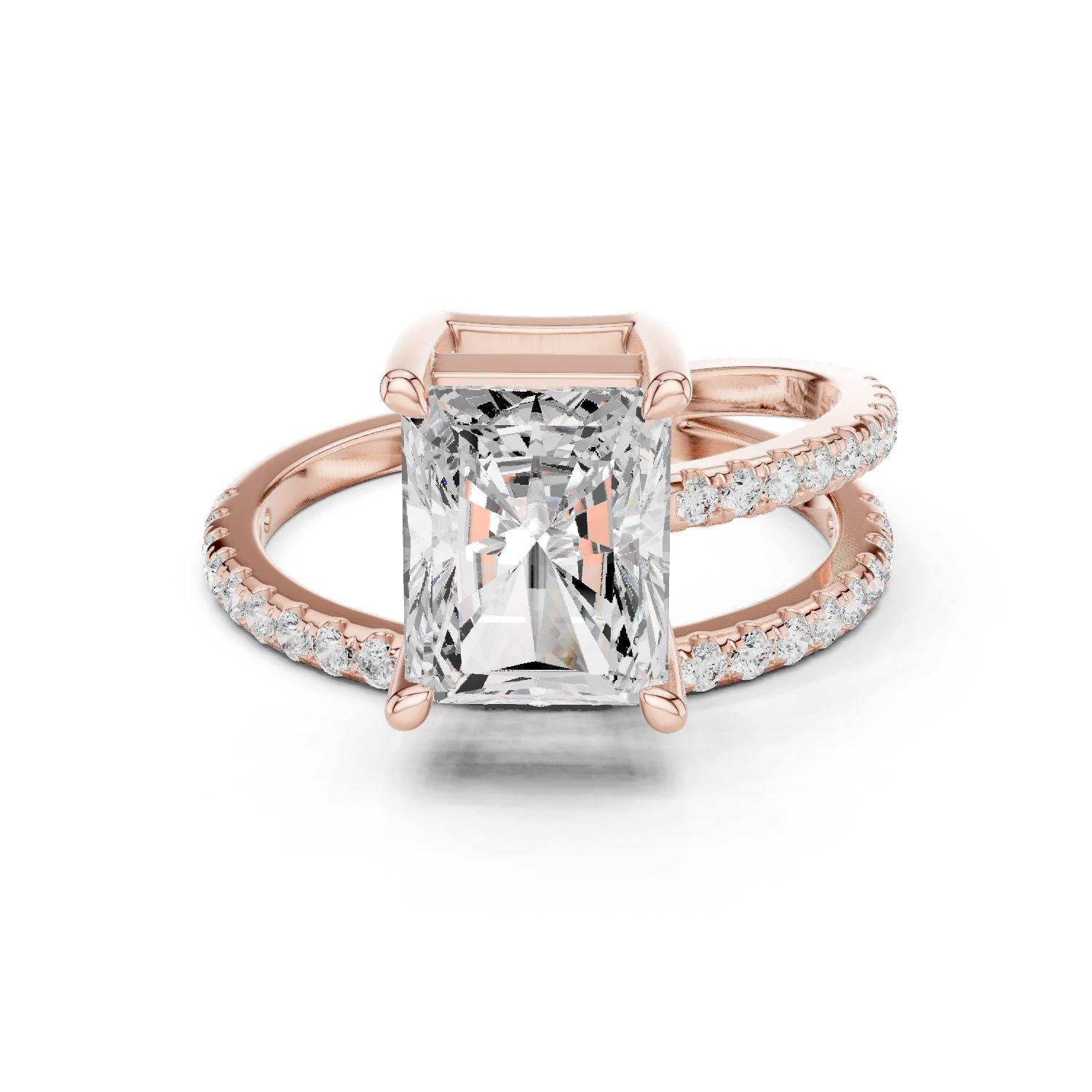 Radiant Lab Grown Diamond Cathedral Engagement Ring