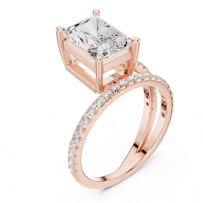 Radiant Lab Grown Diamond Cathedral Engagement Ring