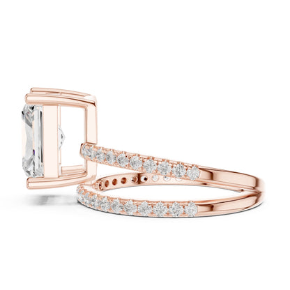Radiant Lab Grown Diamond Cathedral Engagement Ring
