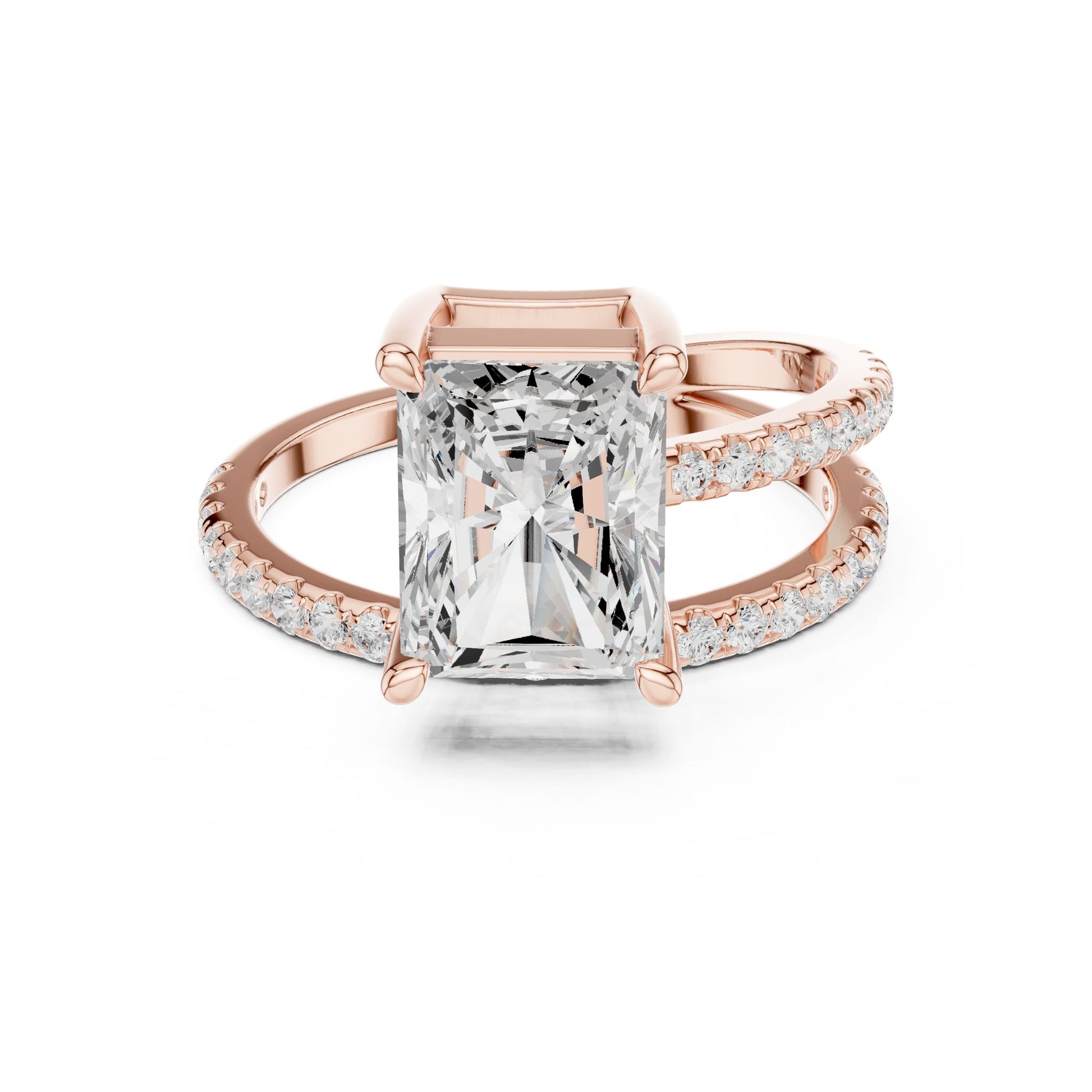 Radiant Lab Grown Diamond Cathedral Engagement Ring