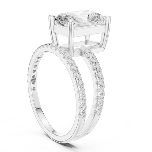 Radiant Lab Grown Diamond Cathedral Engagement Ring