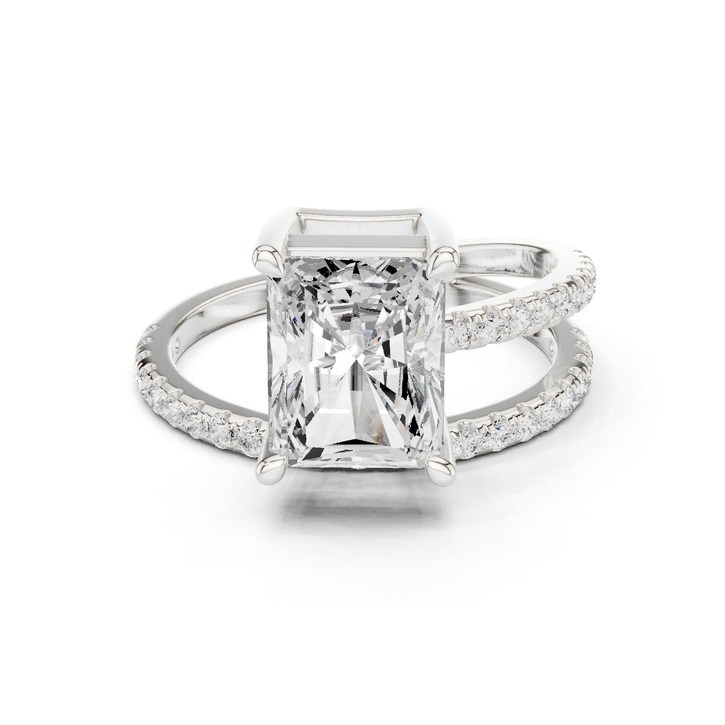 Radiant Lab Grown Diamond Cathedral Engagement Ring