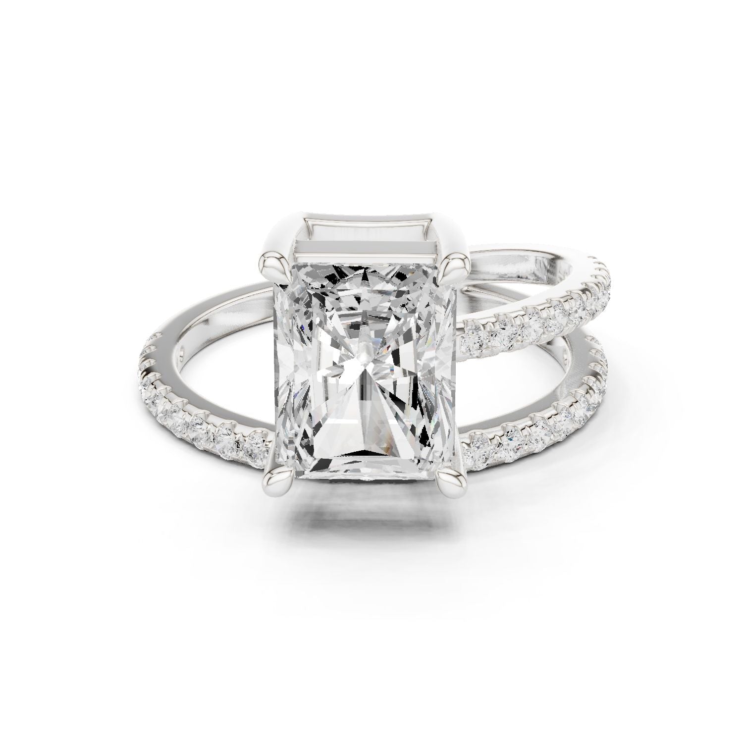 Radiant Lab Grown Diamond Cathedral Engagement Ring