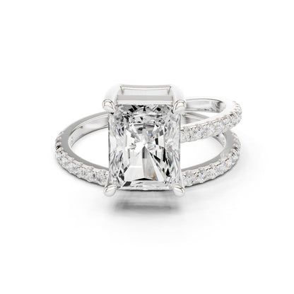 Radiant Lab Grown Diamond Cathedral Engagement Ring