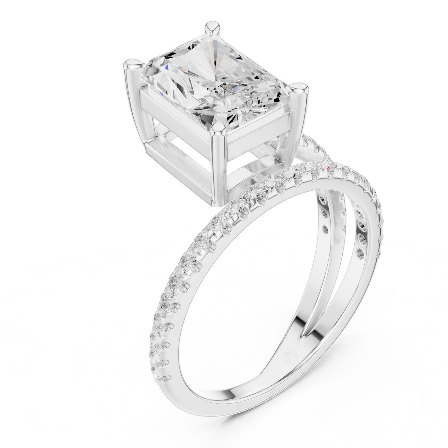 Radiant Lab Grown Diamond Cathedral Engagement Ring