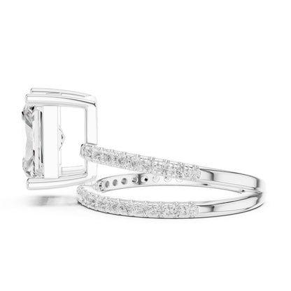 Radiant Lab Grown Diamond Cathedral Engagement Ring