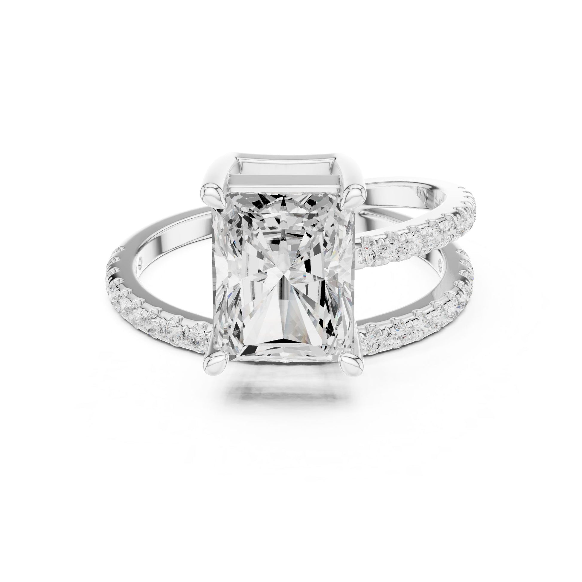Radiant Lab Grown Diamond Cathedral Engagement Ring