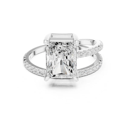 Radiant Lab Grown Diamond Cathedral Engagement Ring