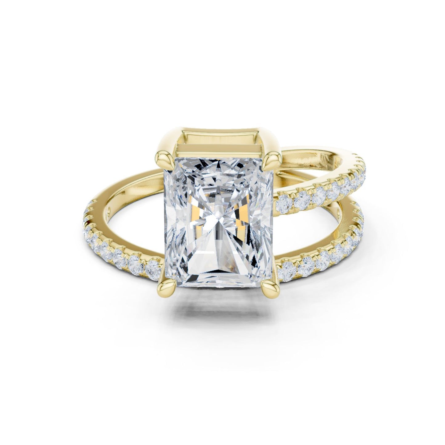 Radiant Lab Grown Diamond Cathedral Engagement Ring