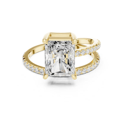 Radiant Lab Grown Diamond Cathedral Engagement Ring