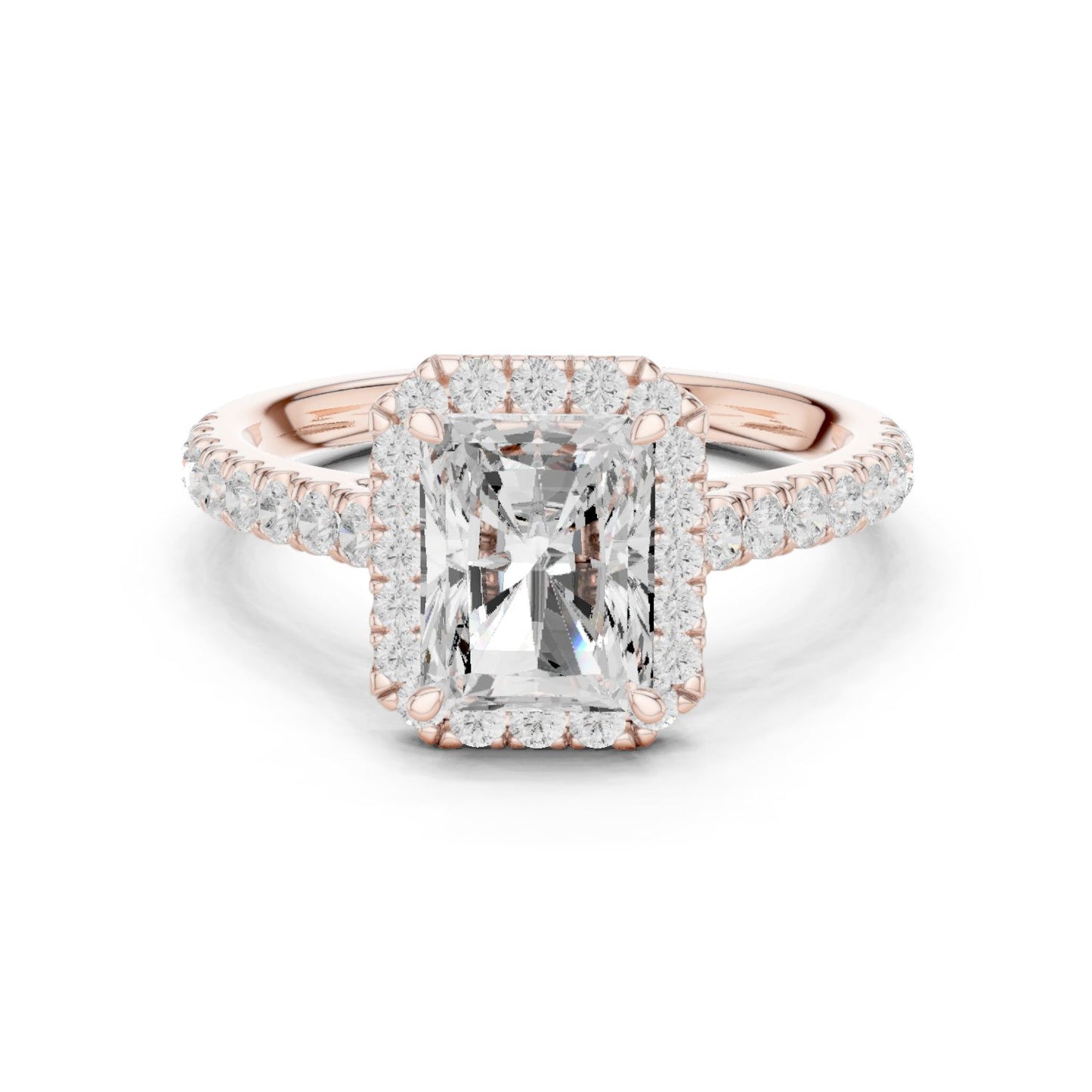 Radiant Lab Grown Diamond Halo Engagement Ring