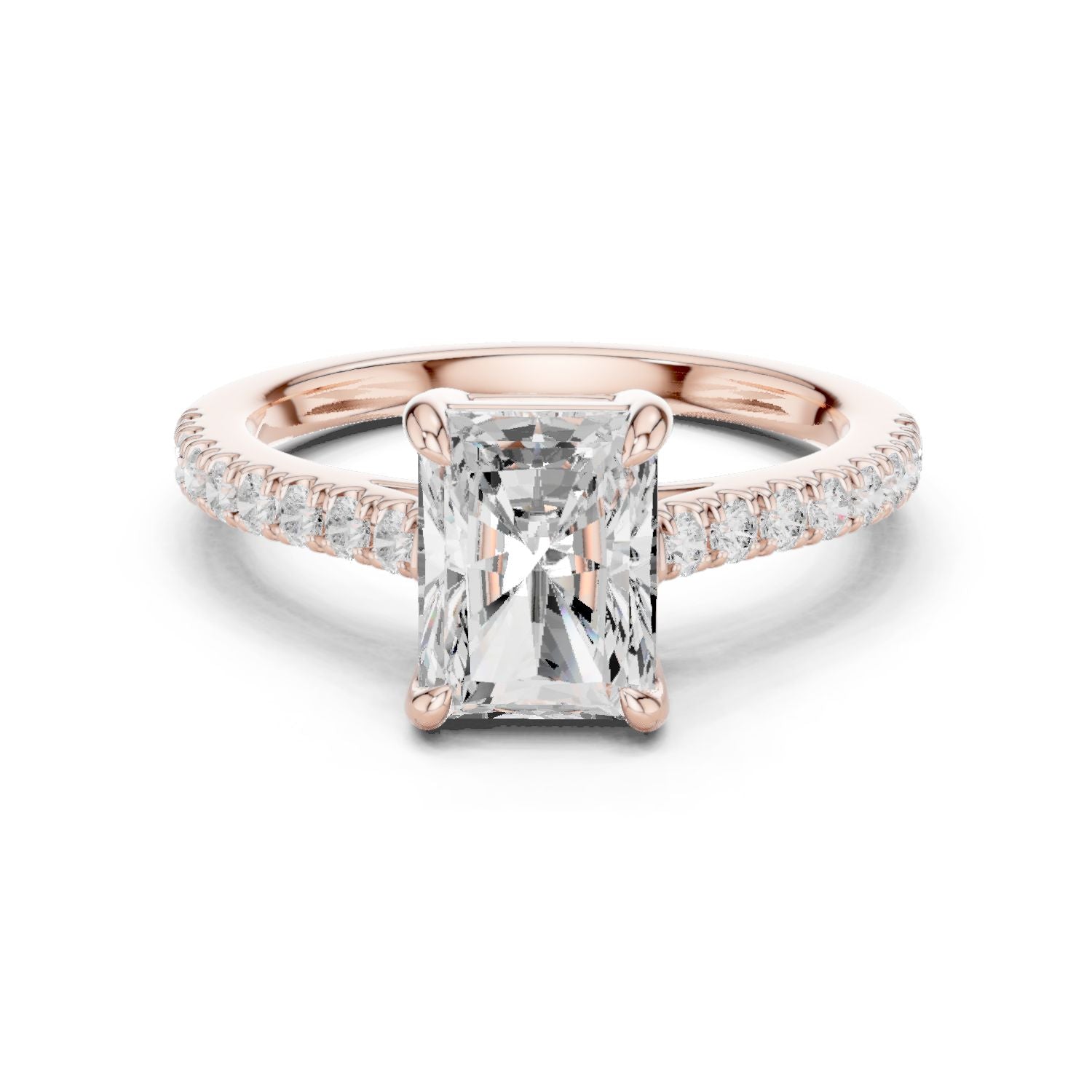 Radiant Lab Grown Diamond Pave Engagement Ring