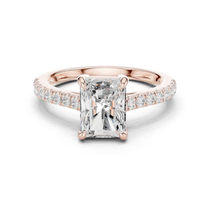 Radiant Lab Grown Diamond Pave Engagement Ring