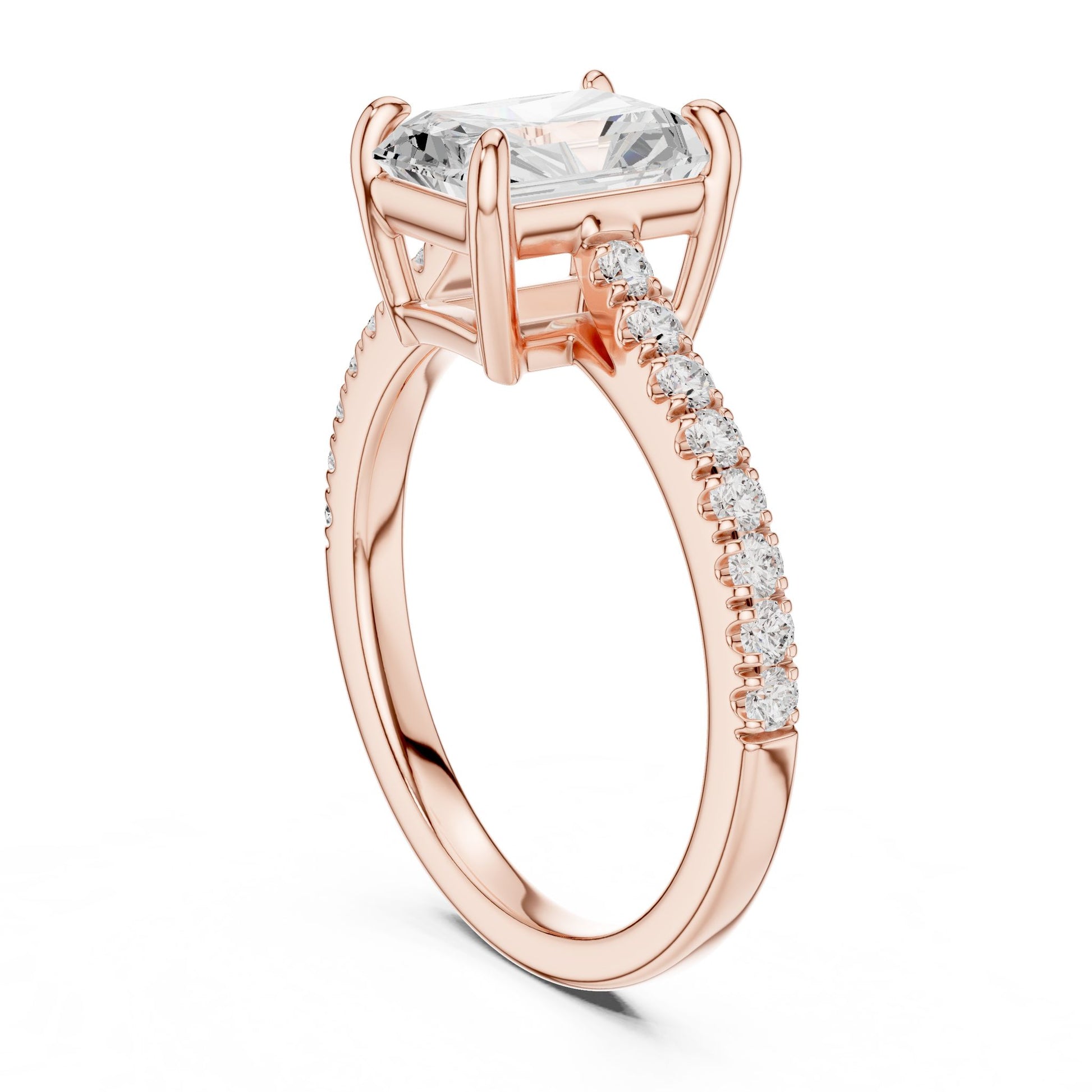 Radiant Lab Grown Diamond Pave Engagement Ring
