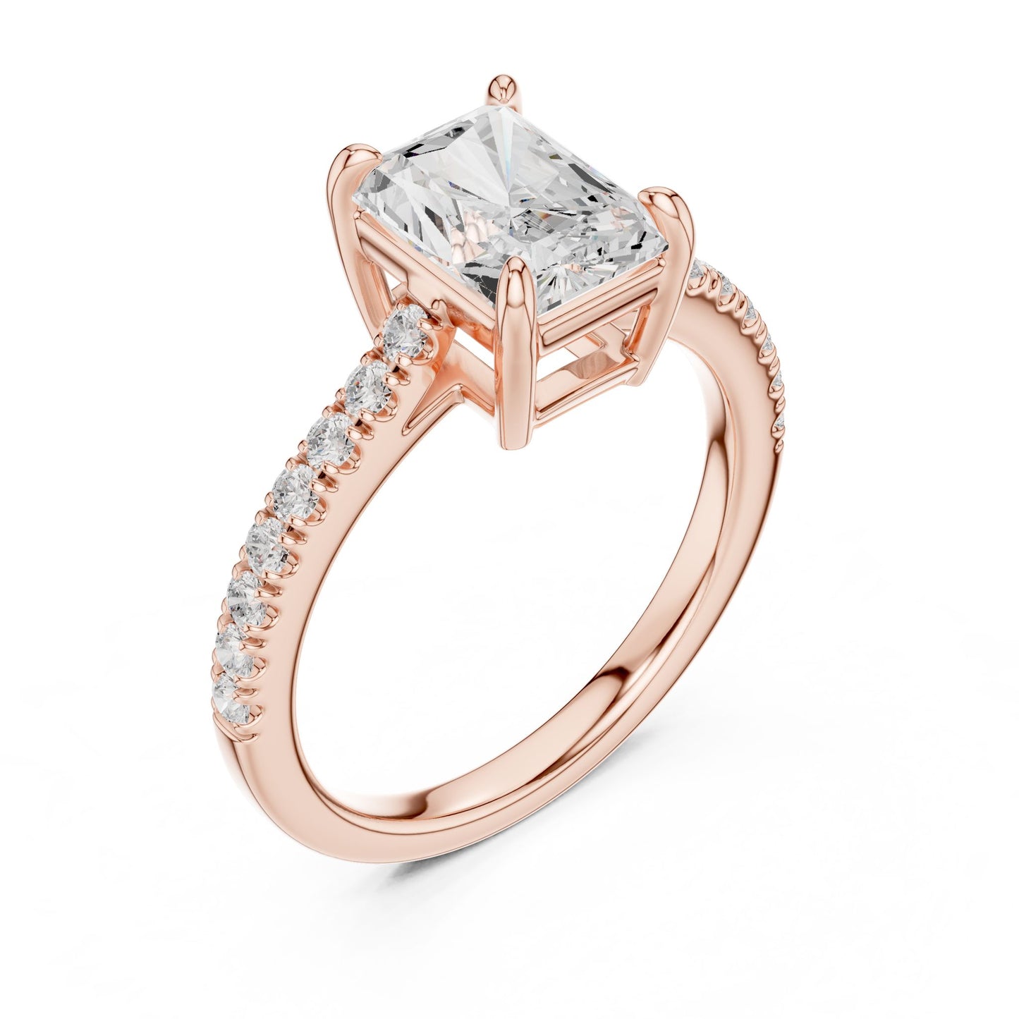 Radiant Lab Grown Diamond Pave Engagement Ring