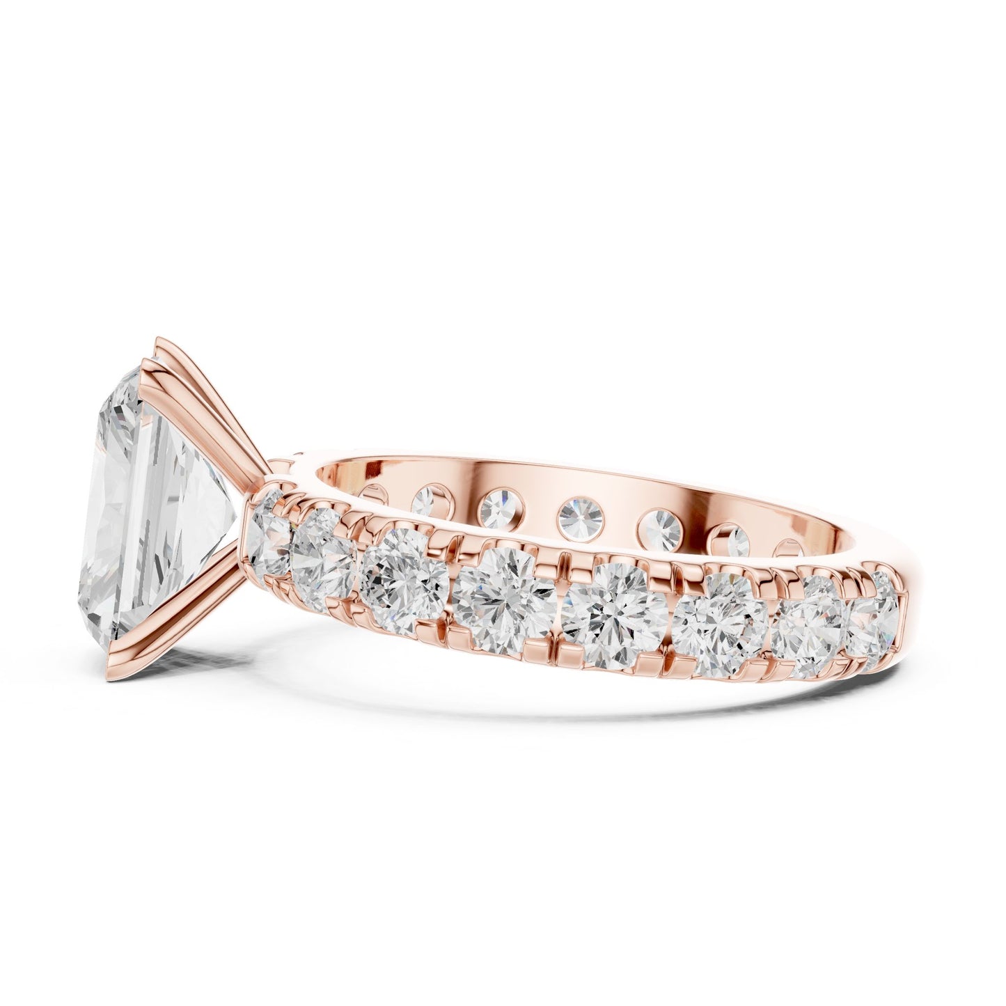 Radiant Lab Grown Diamond Pave Engagement Ring