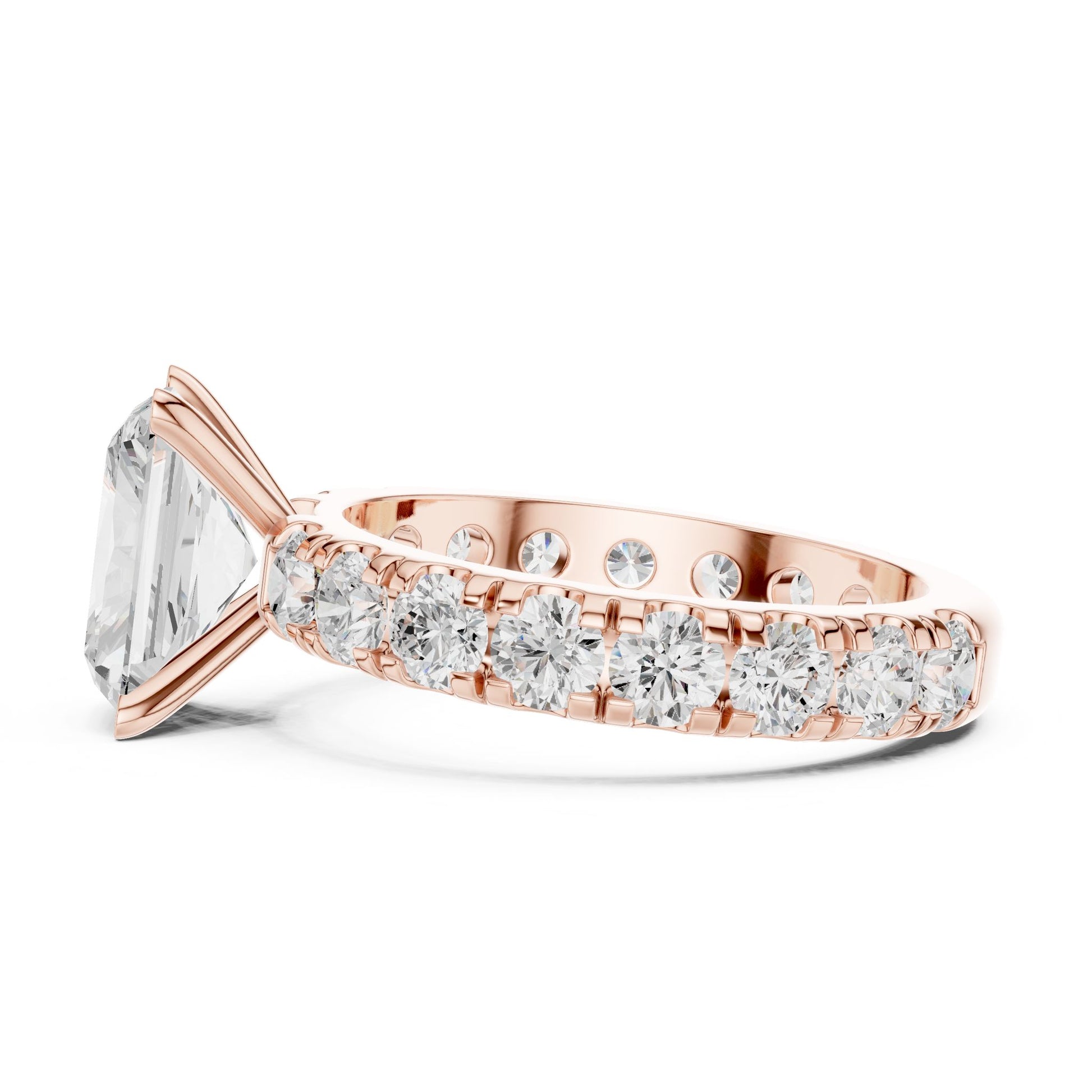 Radiant Lab Grown Diamond Pave Engagement Ring