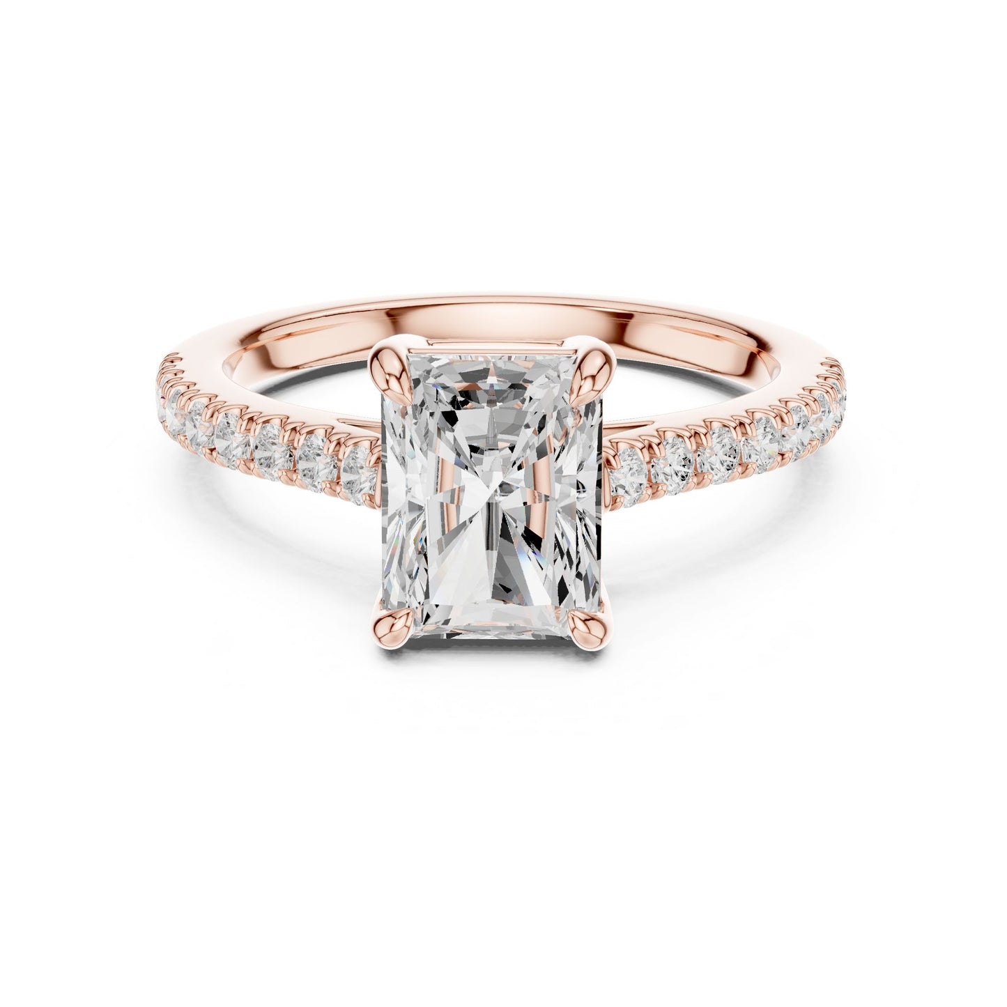 Radiant Lab Grown Diamond Pave Engagement Ring