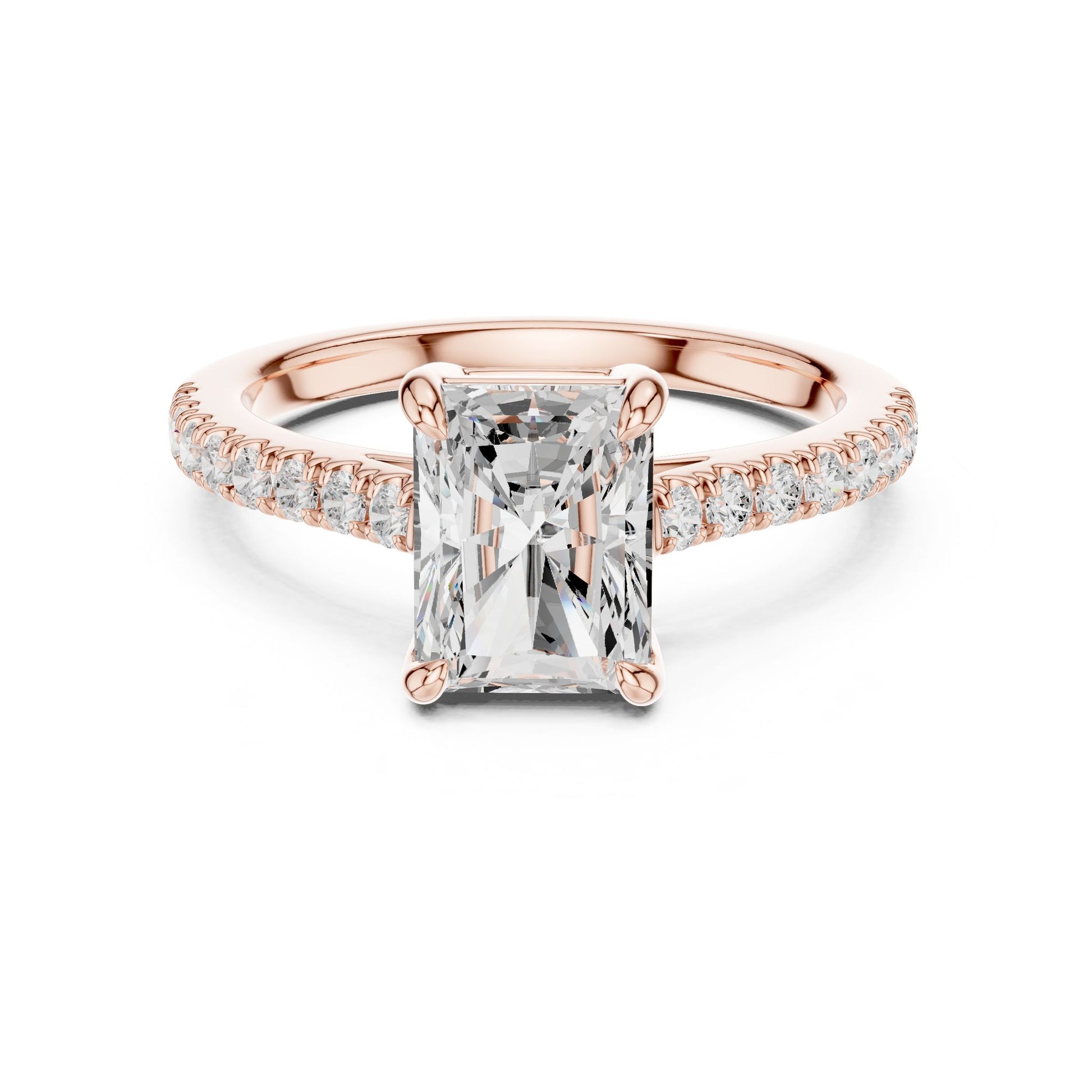 Radiant Lab Grown Diamond Pave Engagement Ring