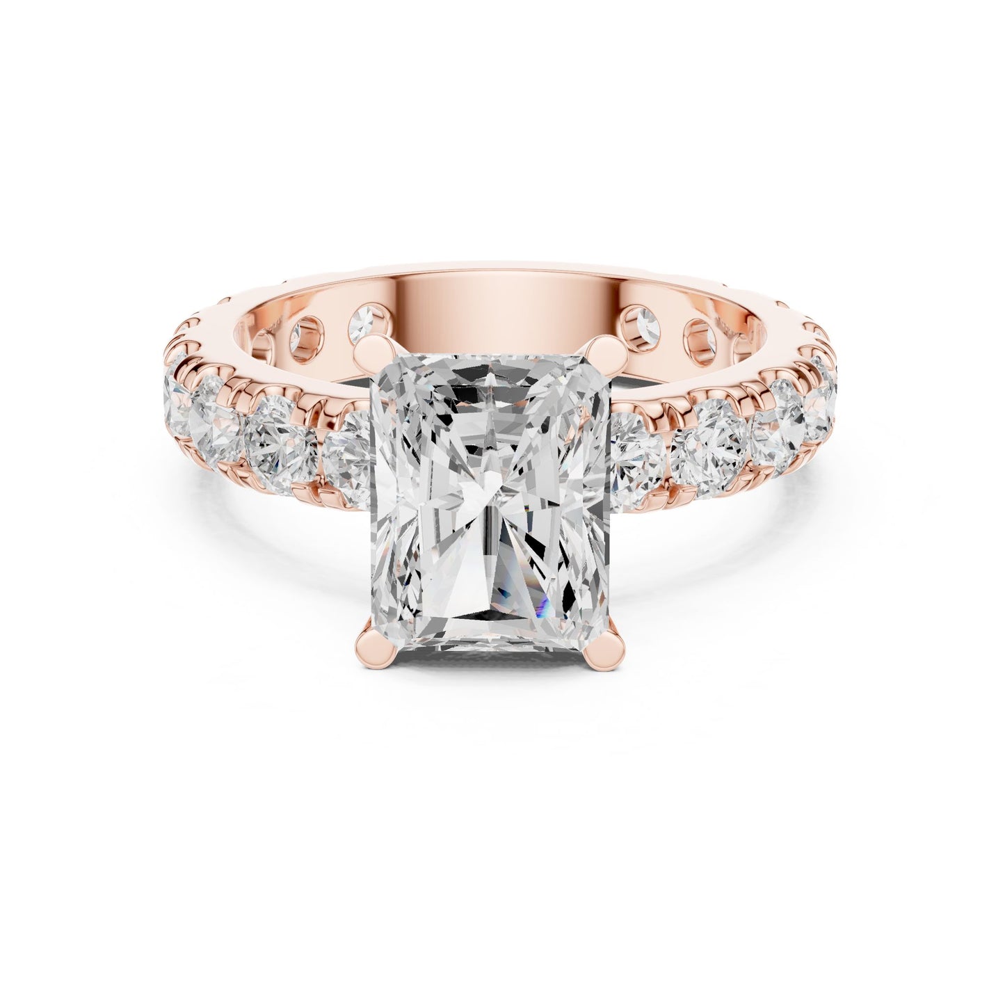 Radiant Lab Grown Diamond Pave Engagement Ring