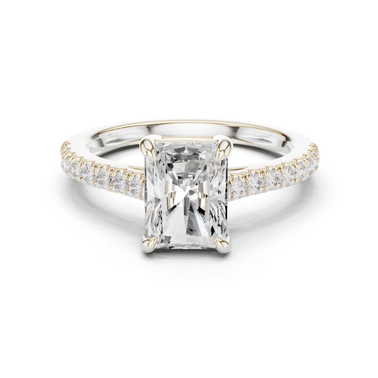 Radiant Lab Grown Diamond Pave Engagement Ring
