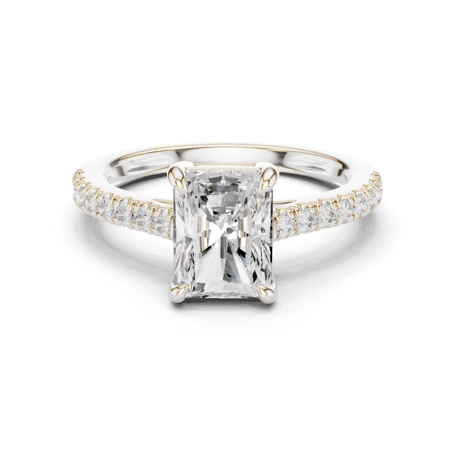 Radiant Lab Grown Diamond Pave Engagement Ring