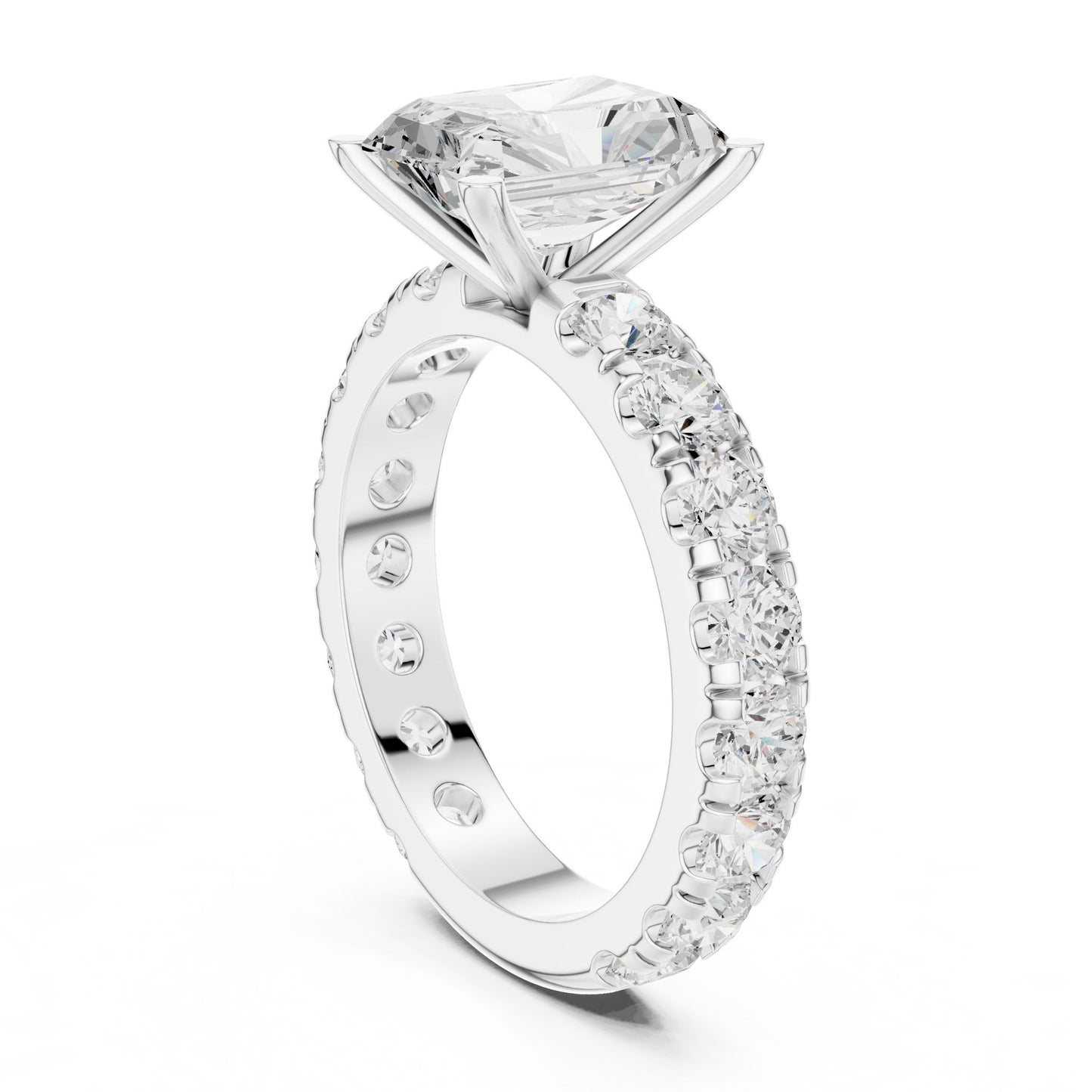 Radiant Lab Grown Diamond Pave Engagement Ring
