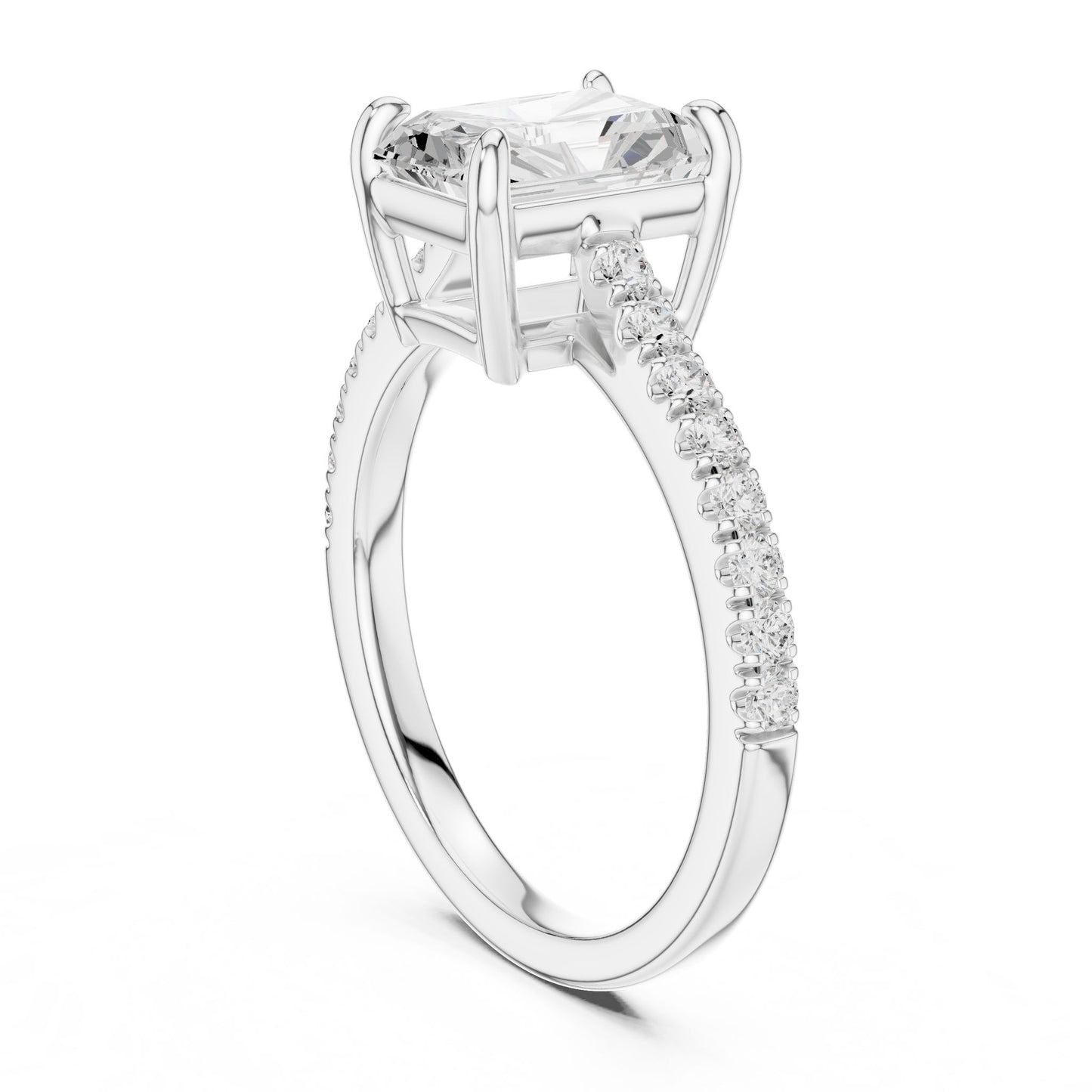 Radiant Lab Grown Diamond Pave Engagement Ring