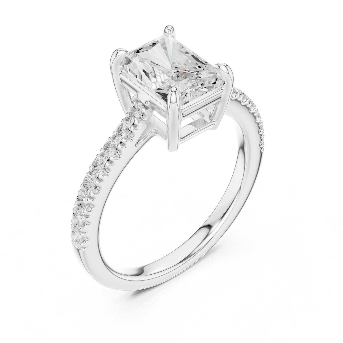 Radiant Lab Grown Diamond Pave Engagement Ring