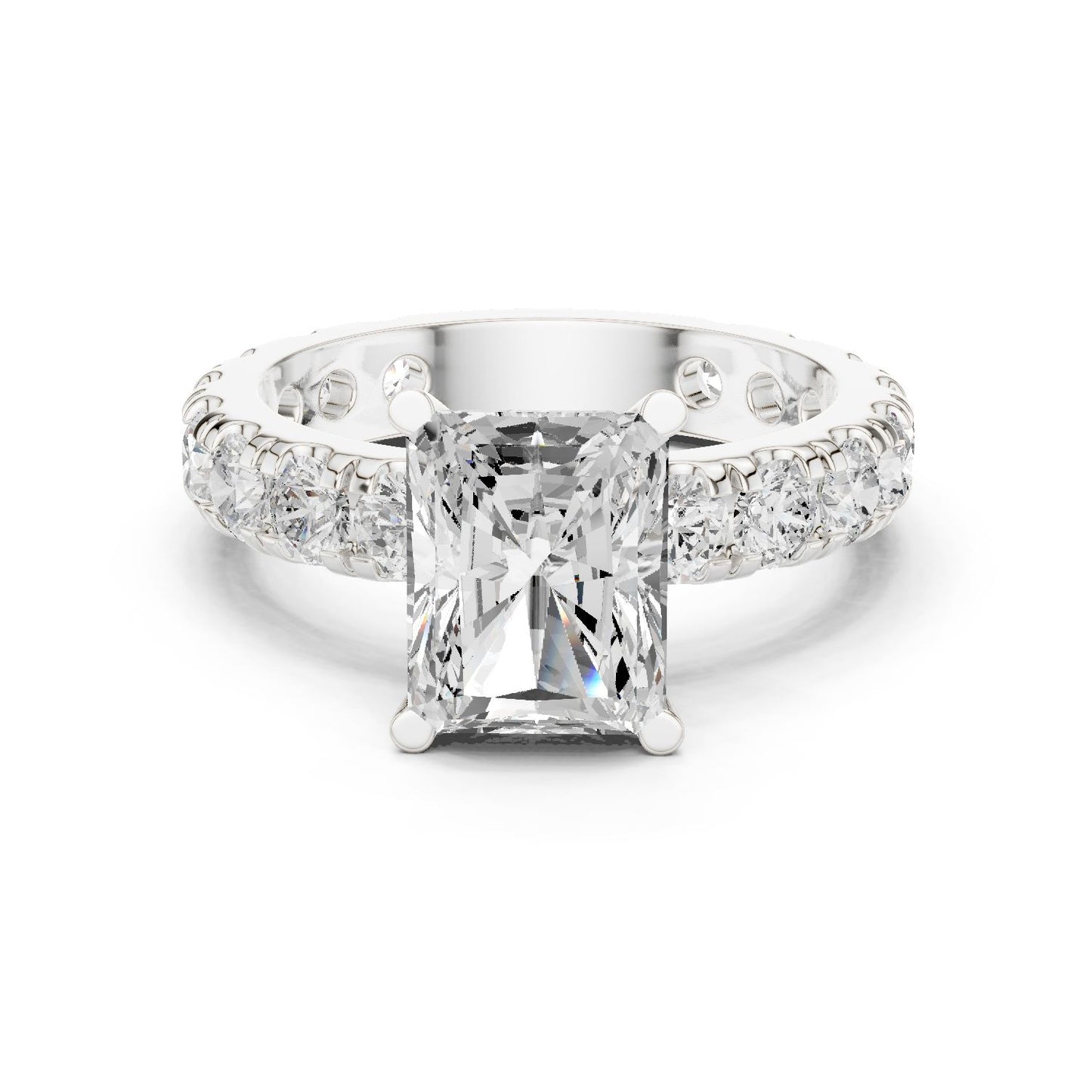Radiant Lab Grown Diamond Pave Engagement Ring