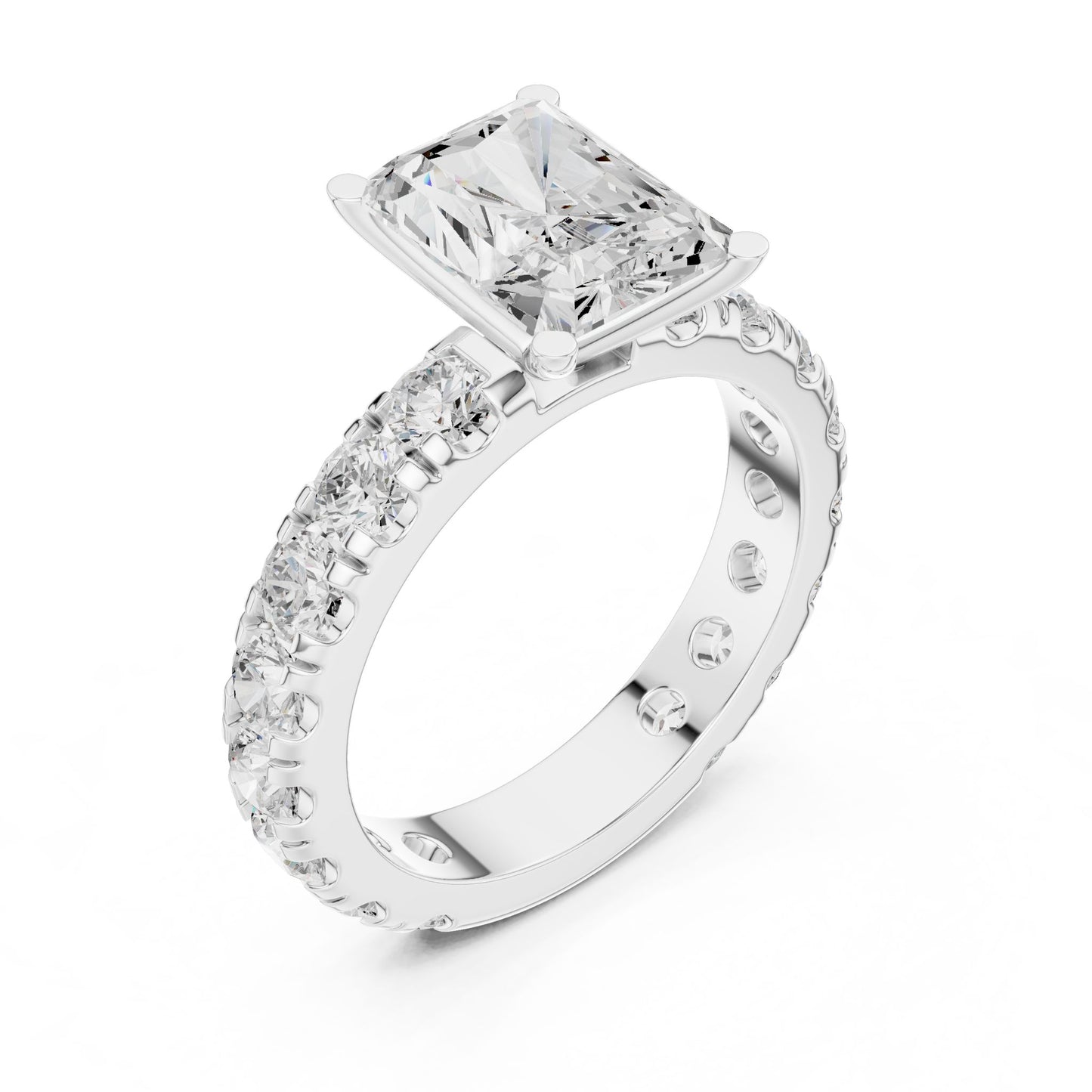 Radiant Lab Grown Diamond Pave Engagement Ring