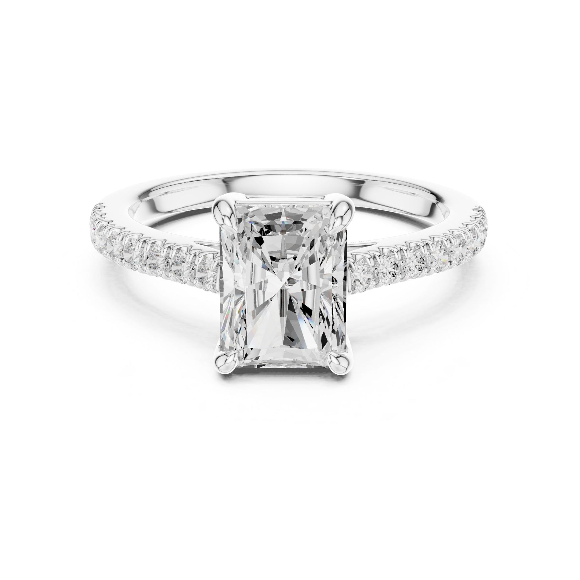 Radiant Lab Grown Diamond Pave Engagement Ring