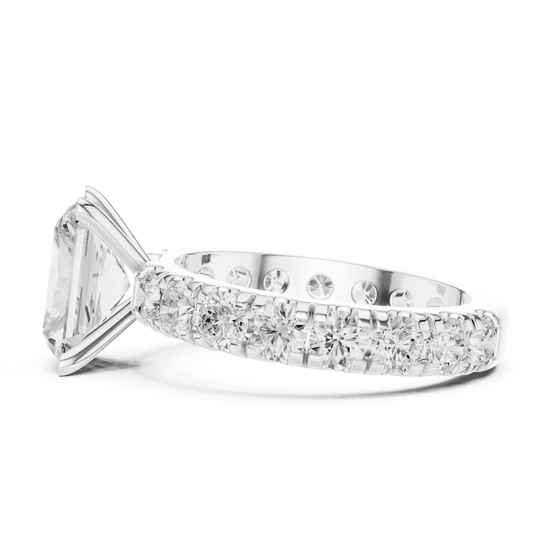 Radiant Lab Grown Diamond Pave Engagement Ring