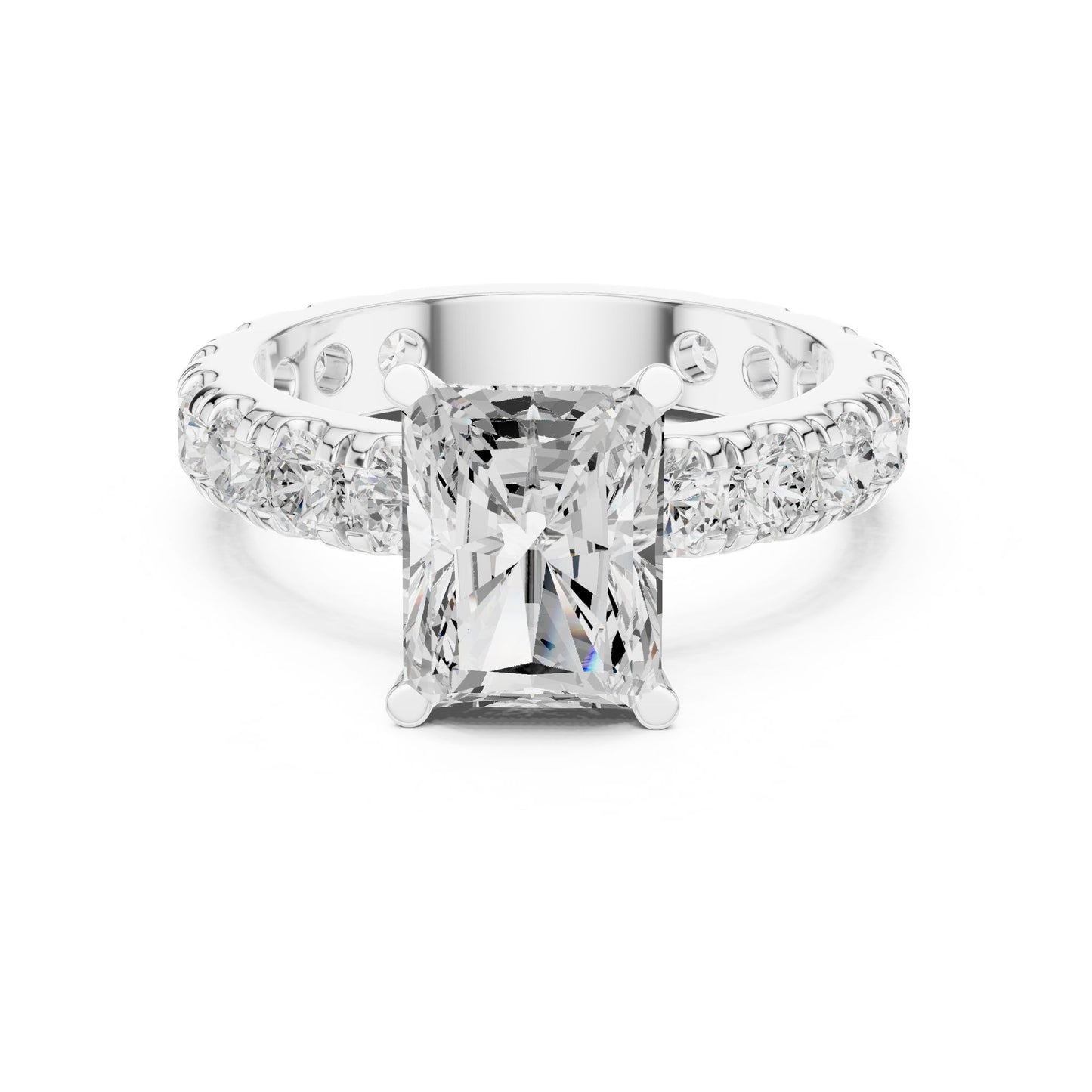Radiant Lab Grown Diamond Pave Engagement Ring