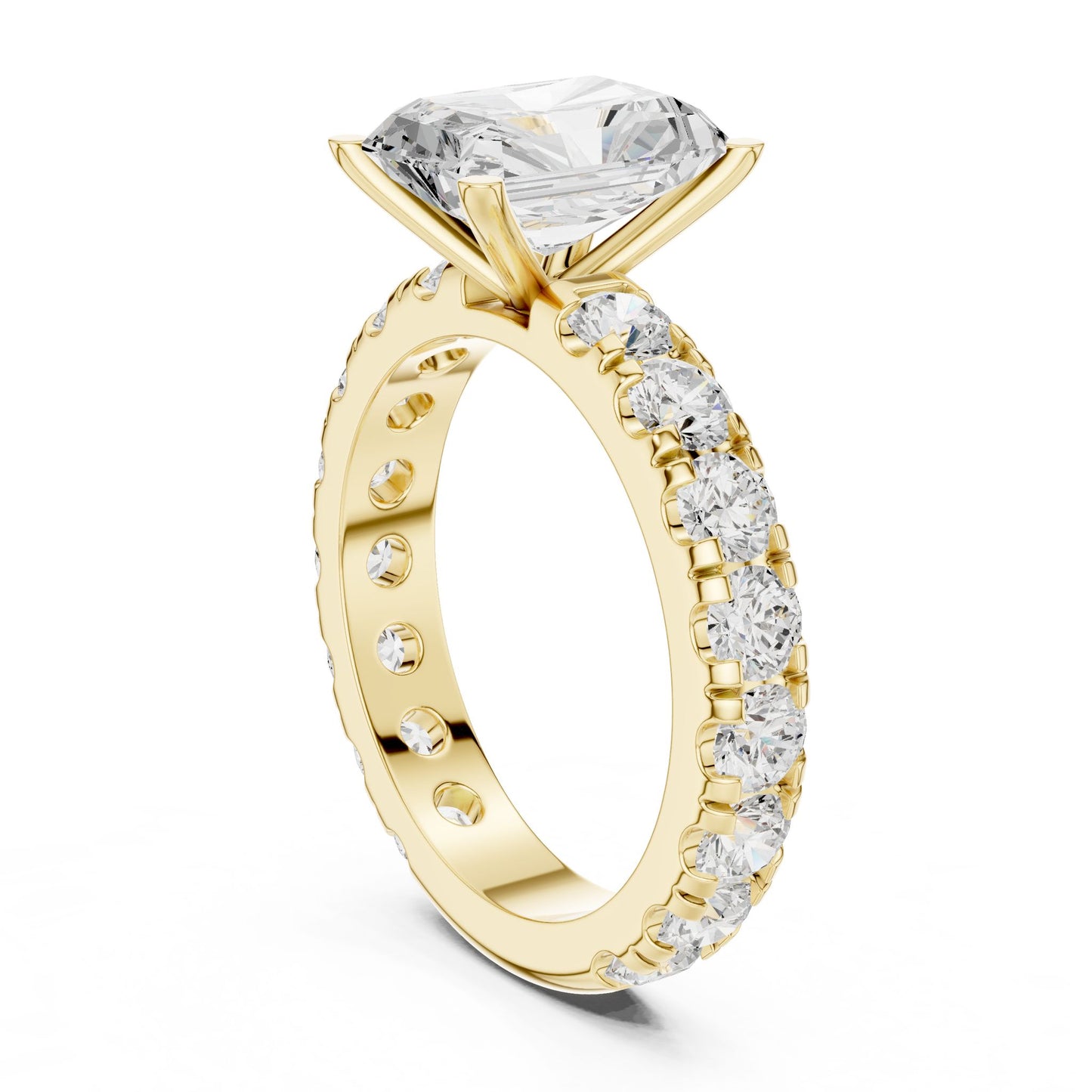 Radiant Lab Grown Diamond Pave Engagement Ring