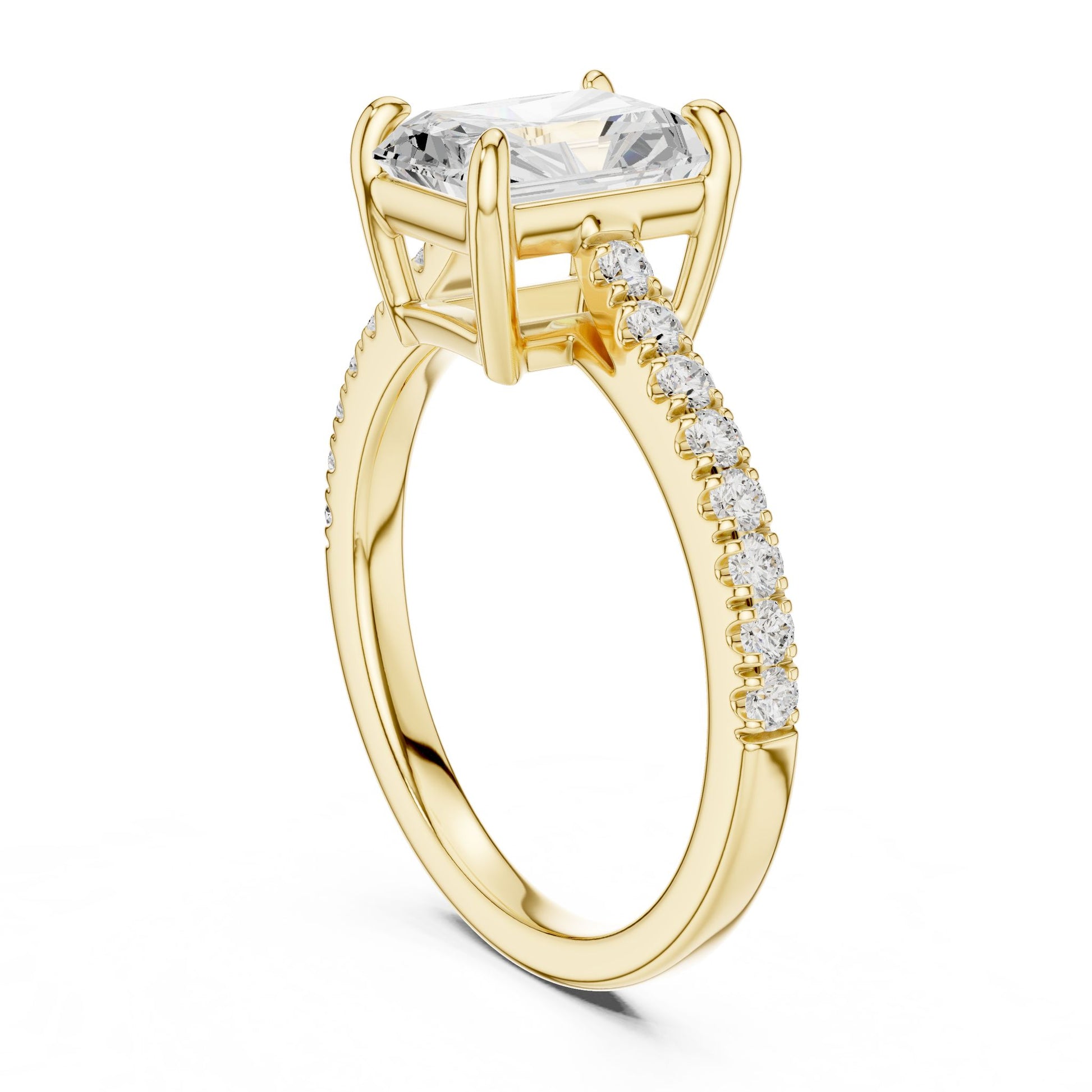 Radiant Lab Grown Diamond Pave Engagement Ring