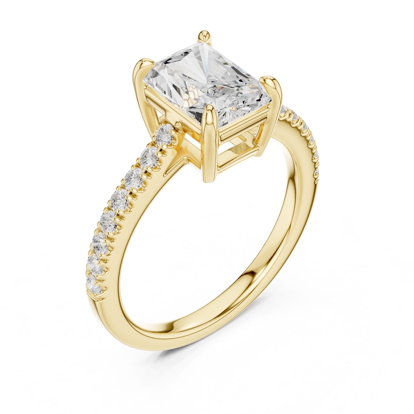 Radiant Lab Grown Diamond Pave Engagement Ring