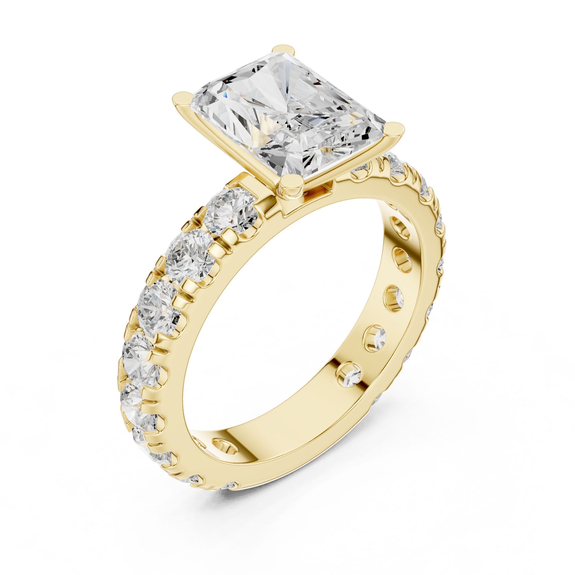 Radiant Lab Grown Diamond Pave Engagement Ring