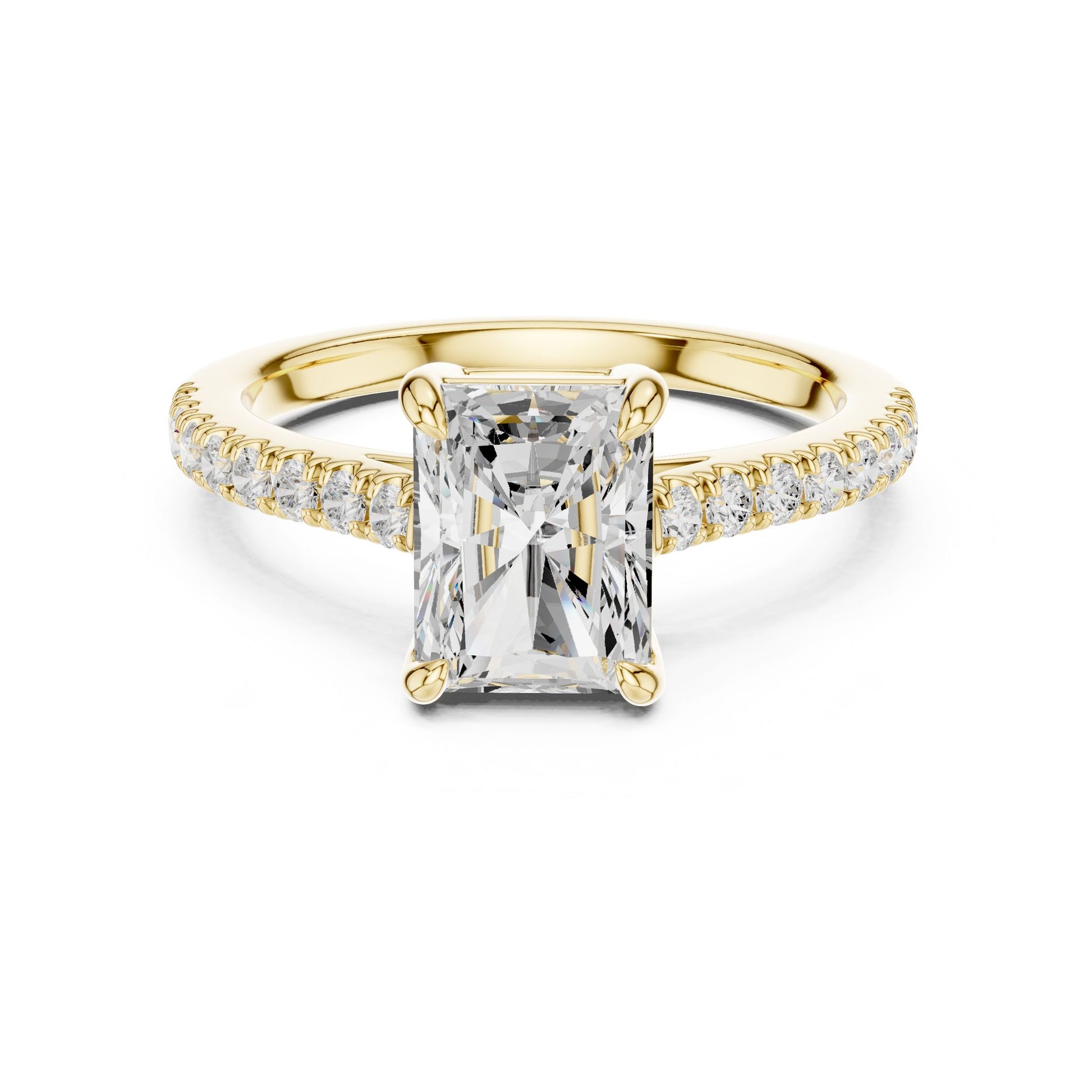 Radiant Lab Grown Diamond Pave Engagement Ring