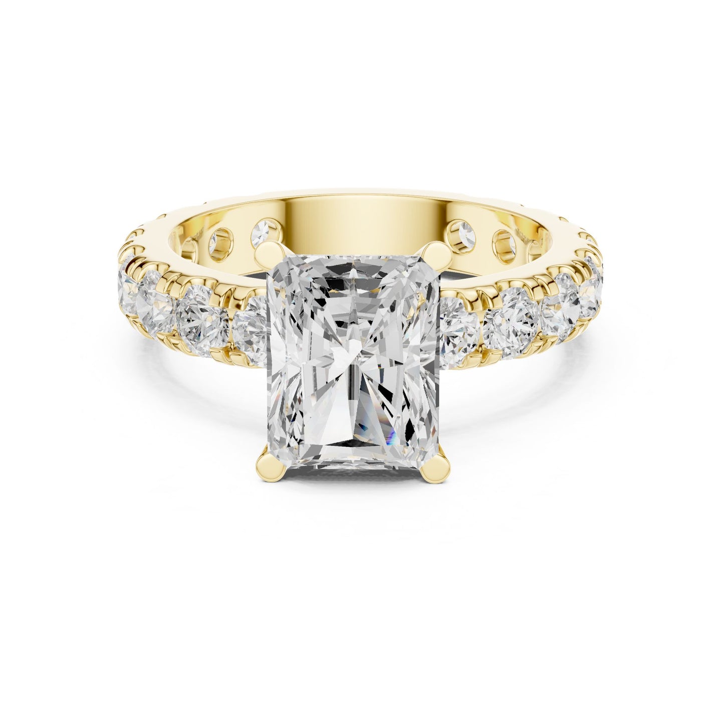 Radiant Lab Grown Diamond Pave Engagement Ring