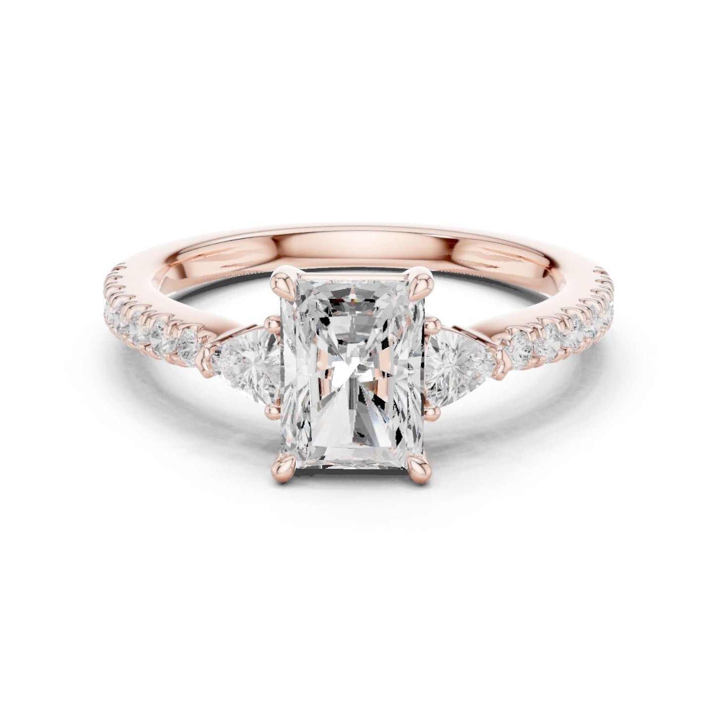 Radiant Lab Grown Diamond Side-Stone Engagement Ring