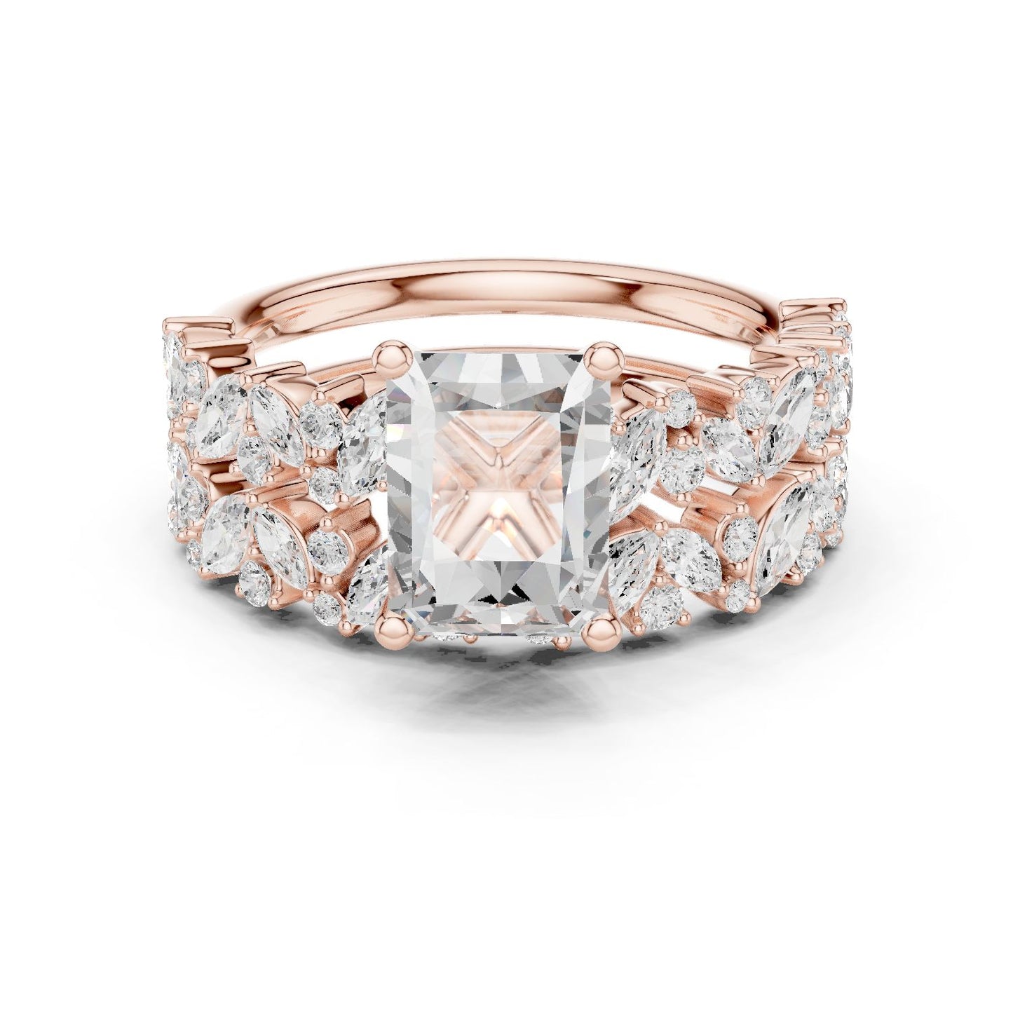 Radiant Lab Grown Diamond Side-Stone Engagement Ring