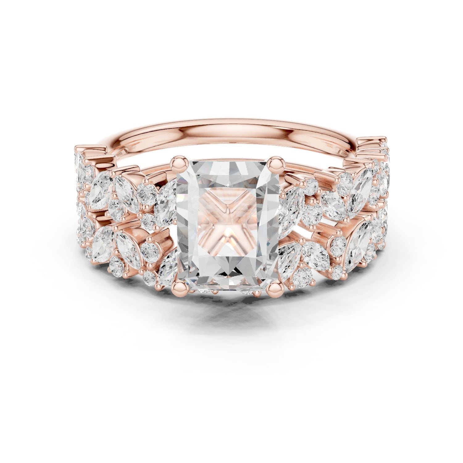 Radiant Lab Grown Diamond Side-Stone Engagement Ring