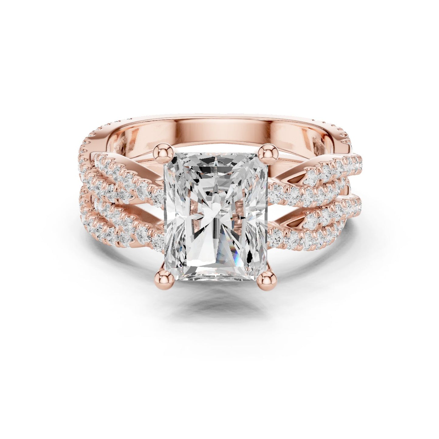 Radiant Lab Grown Diamond Side-Stone Engagement Ring