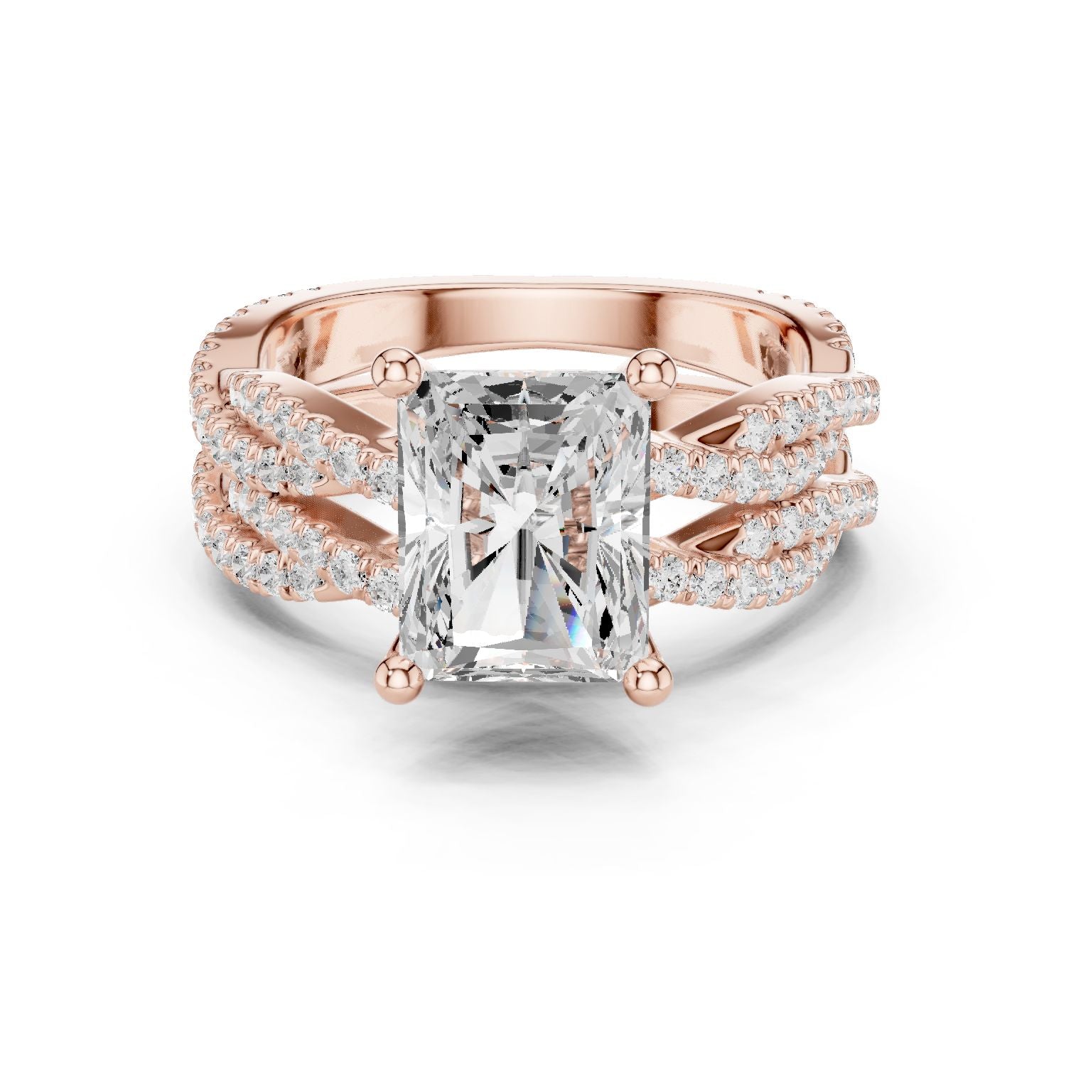 Radiant Lab Grown Diamond Side-Stone Engagement Ring