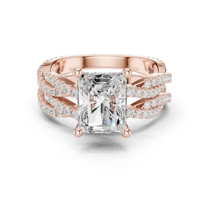 Radiant Lab Grown Diamond Side-Stone Engagement Ring
