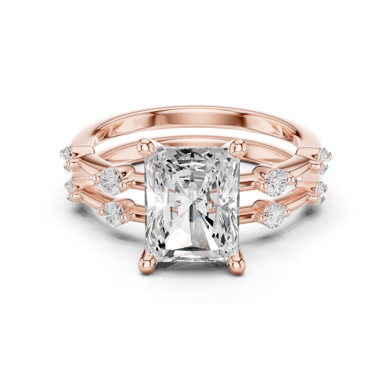 Radiant Lab Grown Diamond Side-Stone Engagement Ring