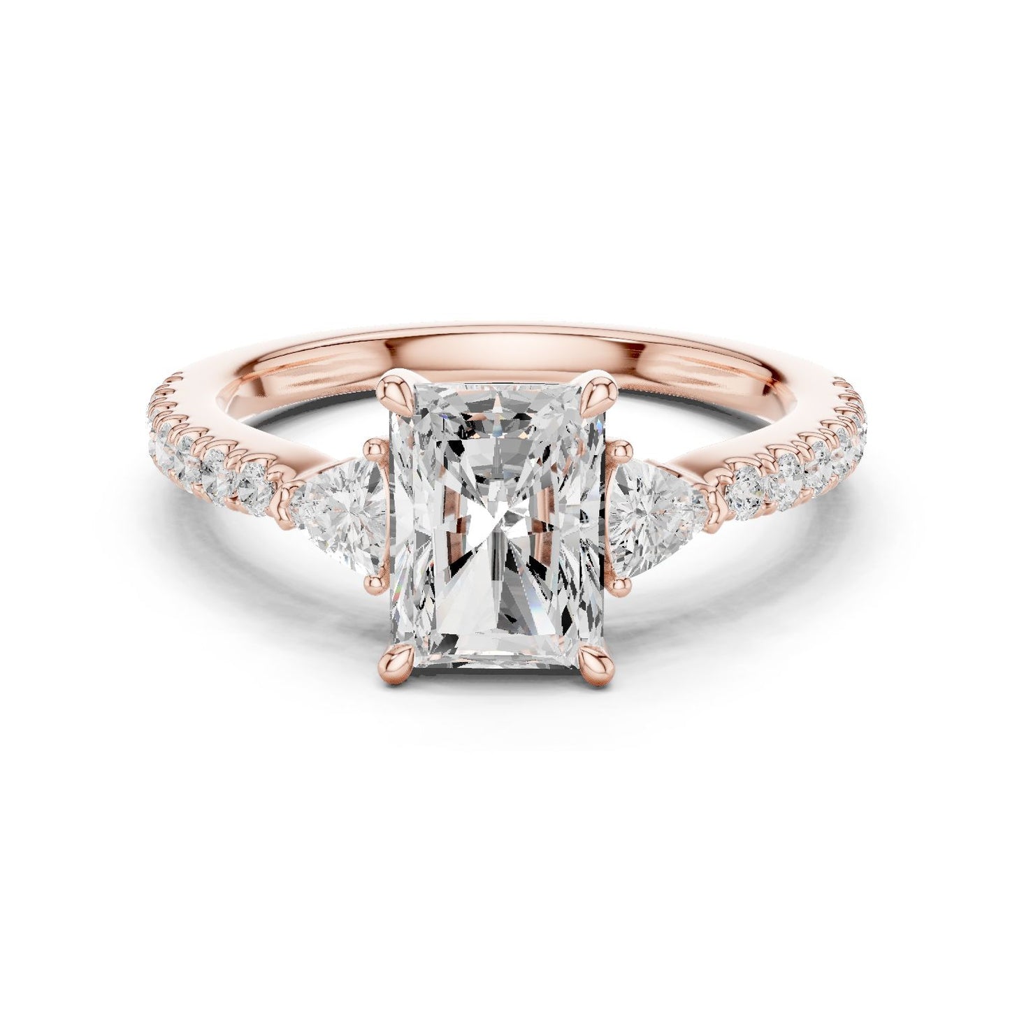 Radiant Lab Grown Diamond Side-Stone Engagement Ring